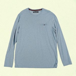 BUTTER CLOTH T Shirt Men's XL Long Sleeve Teal‎ Blue Lightweight Pocket